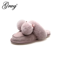 100 genuine leather natural fur slippers fashion female winter shoes women warm indoor slippers soft wool lady home shoes