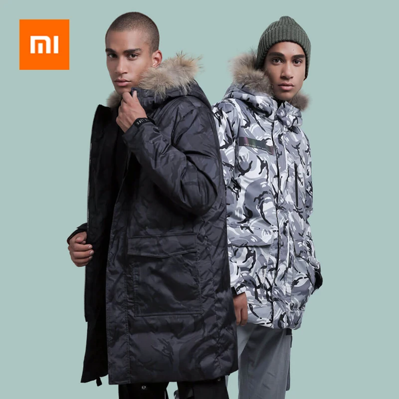 Мужская длинная куртка пуховик с камуфляжным принтом Xiaomi F.Mate теплая зимняя