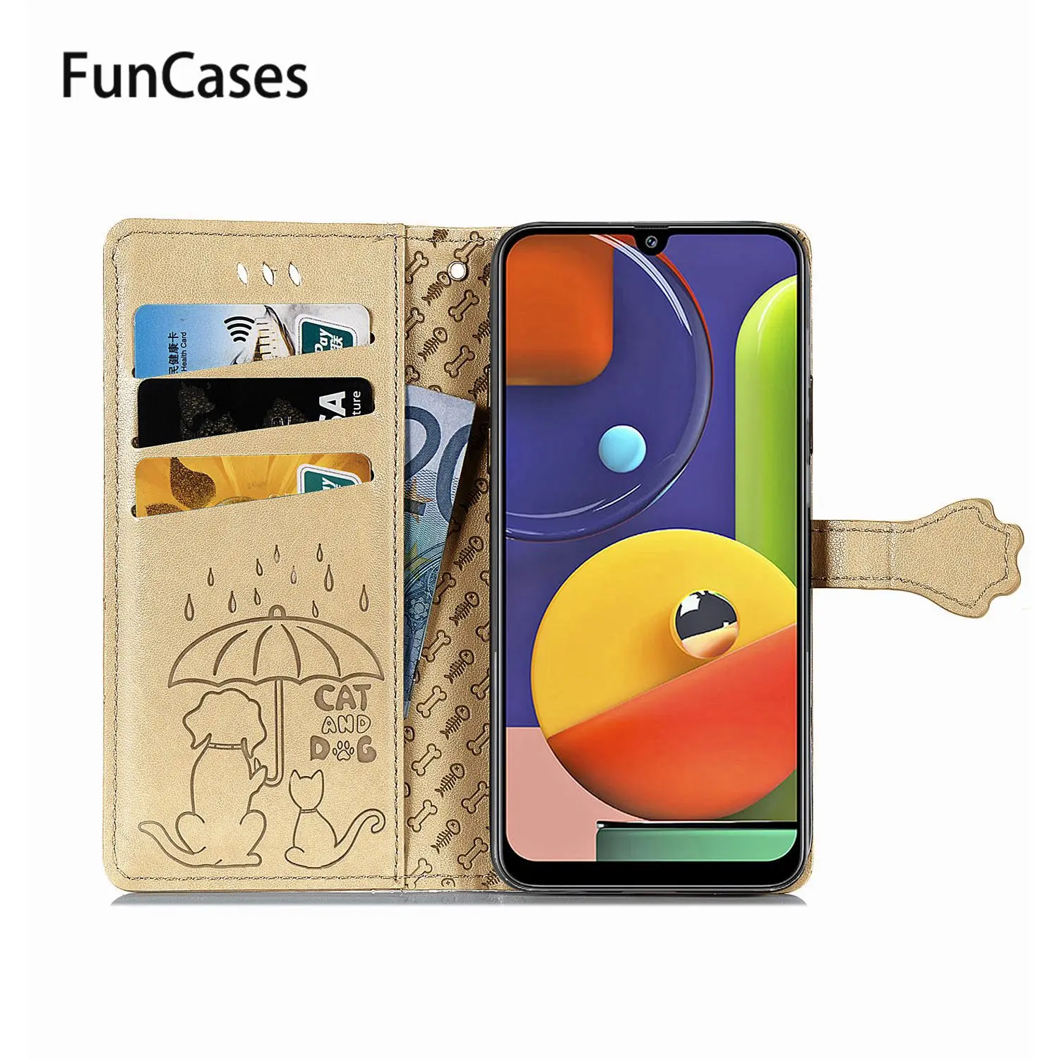 Чехлы для смартфонов Samsung A70 чехол телефона из искусственной кожи с милым котом и