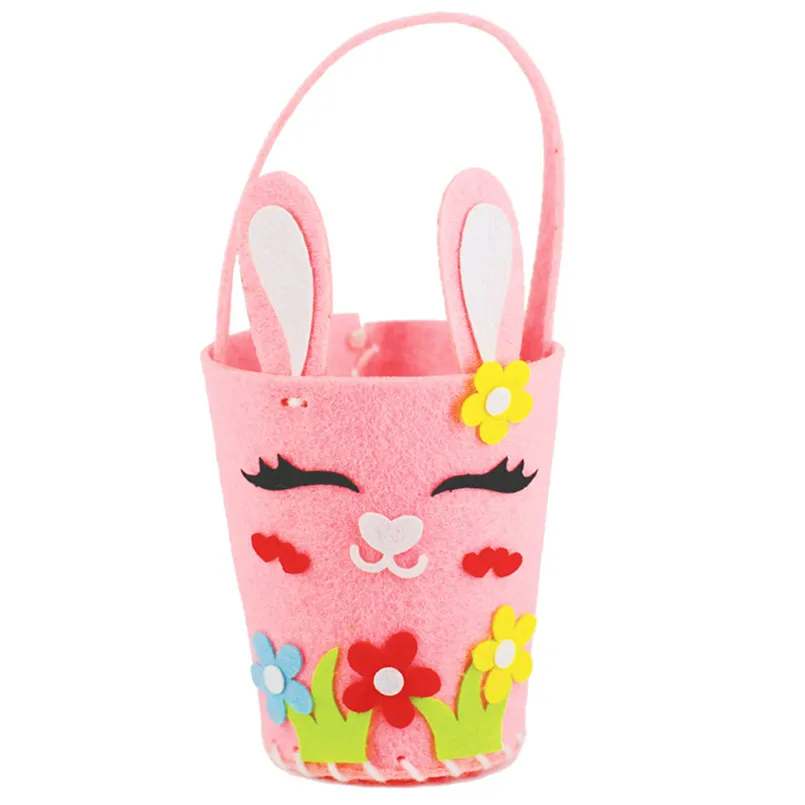 2PCS/set Kindergarten 3D DIY Rabbit Easter Bag Handbag Storage Basket Pen Holder Toys For Baby Kids Educational Art Crafts Toy