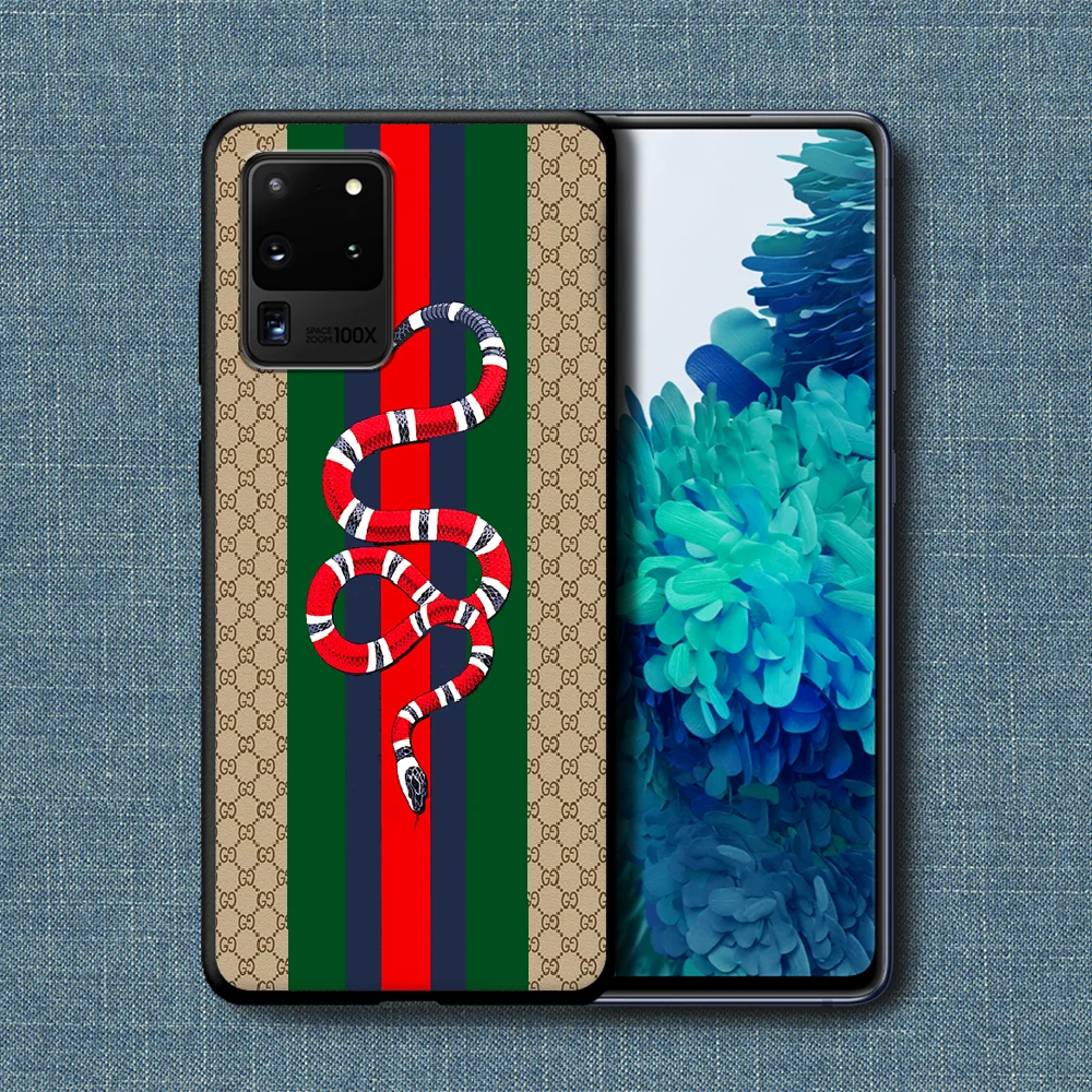 

Italian Luxury Brand Phone Case For Samsung Galaxy Note S 8 9 10 20 Plus E Lite Uitra black Shell Tpu Bumper Pretty Cover 3D