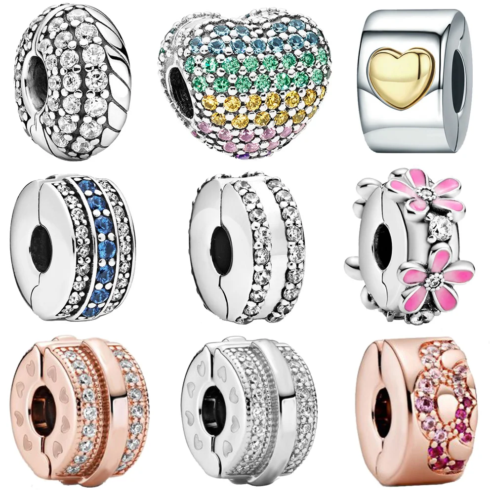 Горячая Распродажа 925 пробы Серебряный сверкающий зажим в форме сердца Шарм