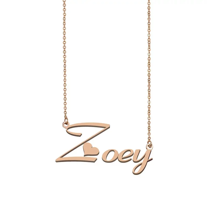 Custom Name Necklace Zoey Personalised Stainless Steel Gold for Women Choker Alphabet Letter Pendant Girls Mom Jewelry Gift