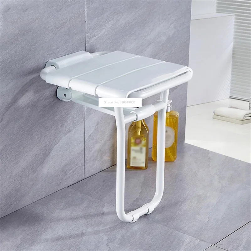 

8905 Wall Mounted Bath Stool Stainless Steel PVC Plastic Bathroom Wall Foldable Bench F olding Shower Chair Shower F olding Seat