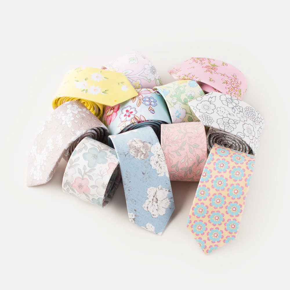 

Linbaiway 6cm Cotton Floral Print Tie for Men's Necktie Casual Suit Bowknots Ties Male Skinny Slim Ties Custom LOGO