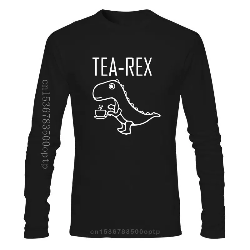 

New Men's T-Shirts Tea Rex funny dinosaur drink coffee T Shirts Fashion TShirt High Quality Streetwear Tops Male Tee shirt