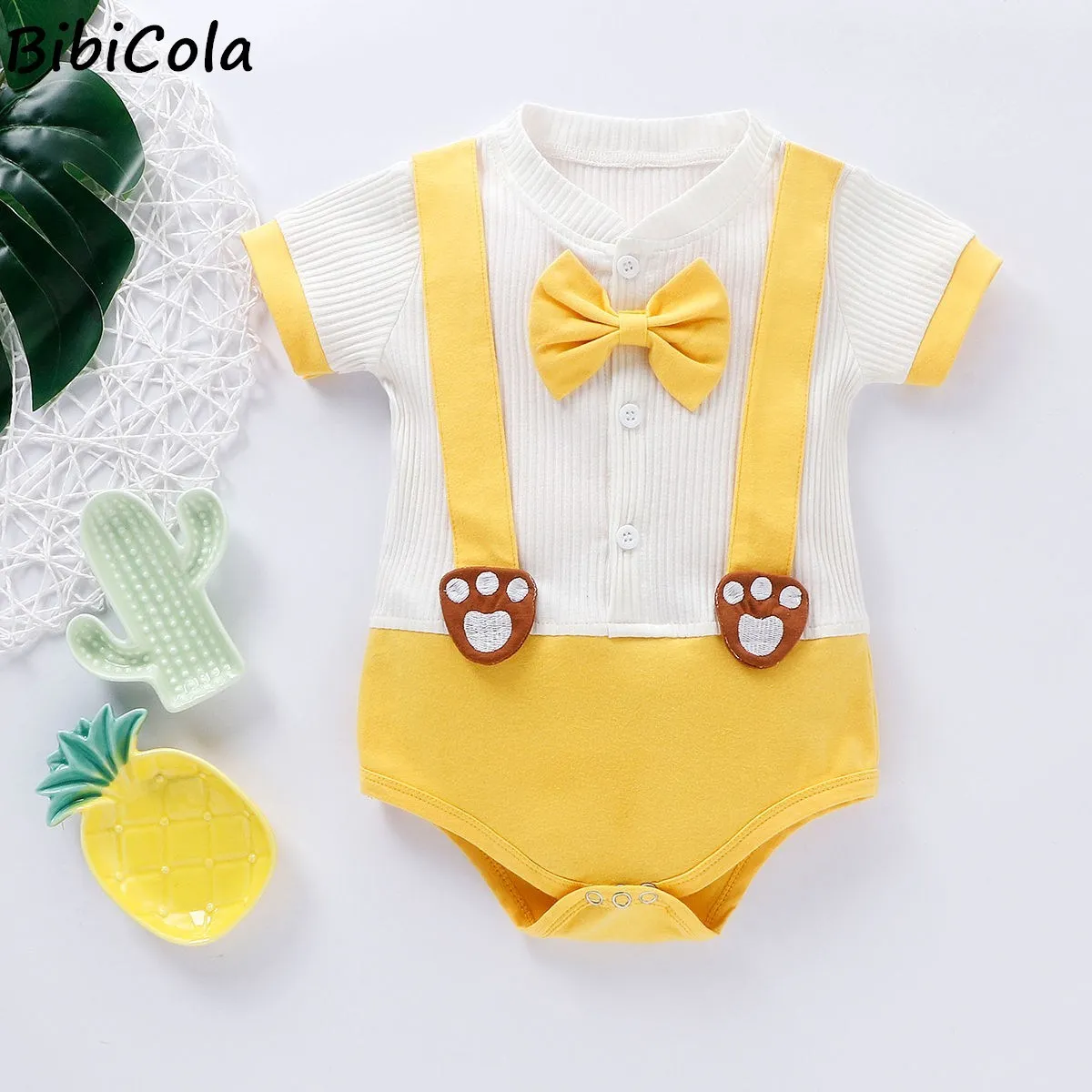 

Летний модный деловой комплект одежды для новорожденных мальчиков, хлопковый комбинезон, Костюм Джентльмена для малышей, комплекты одежды ...