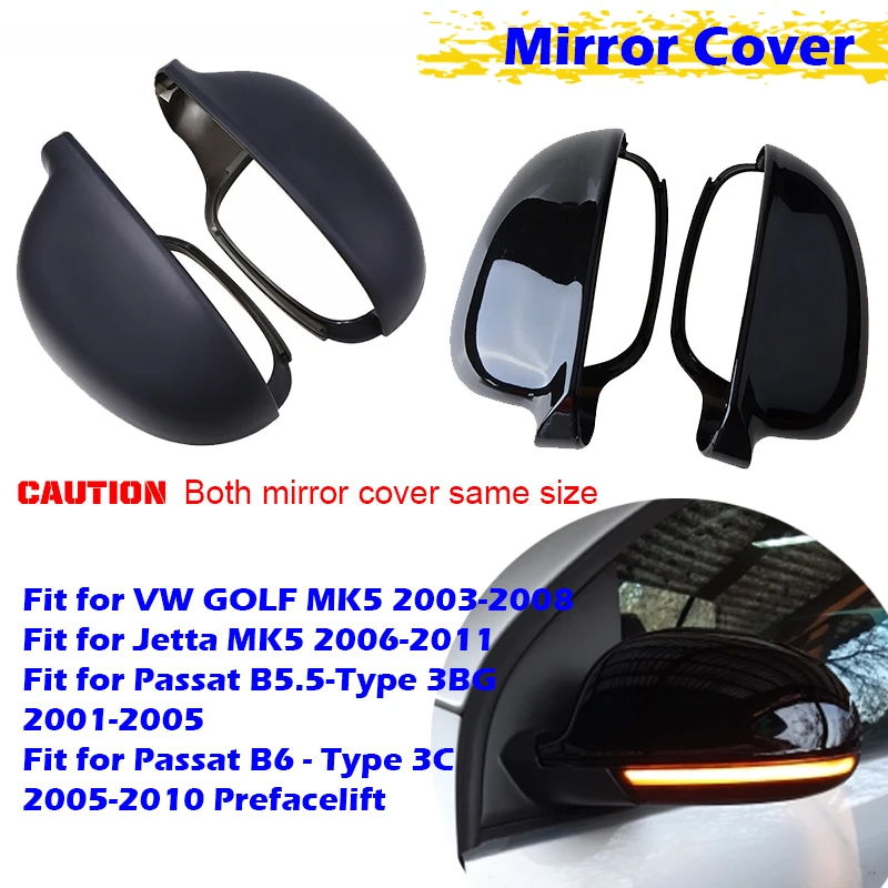 Wing Side Mirror Cover Rearview Mirror Cap Housing Fit For VW Golf MK5 GTI, Jetta 5,Passat B6 B5.5 Car Accessories