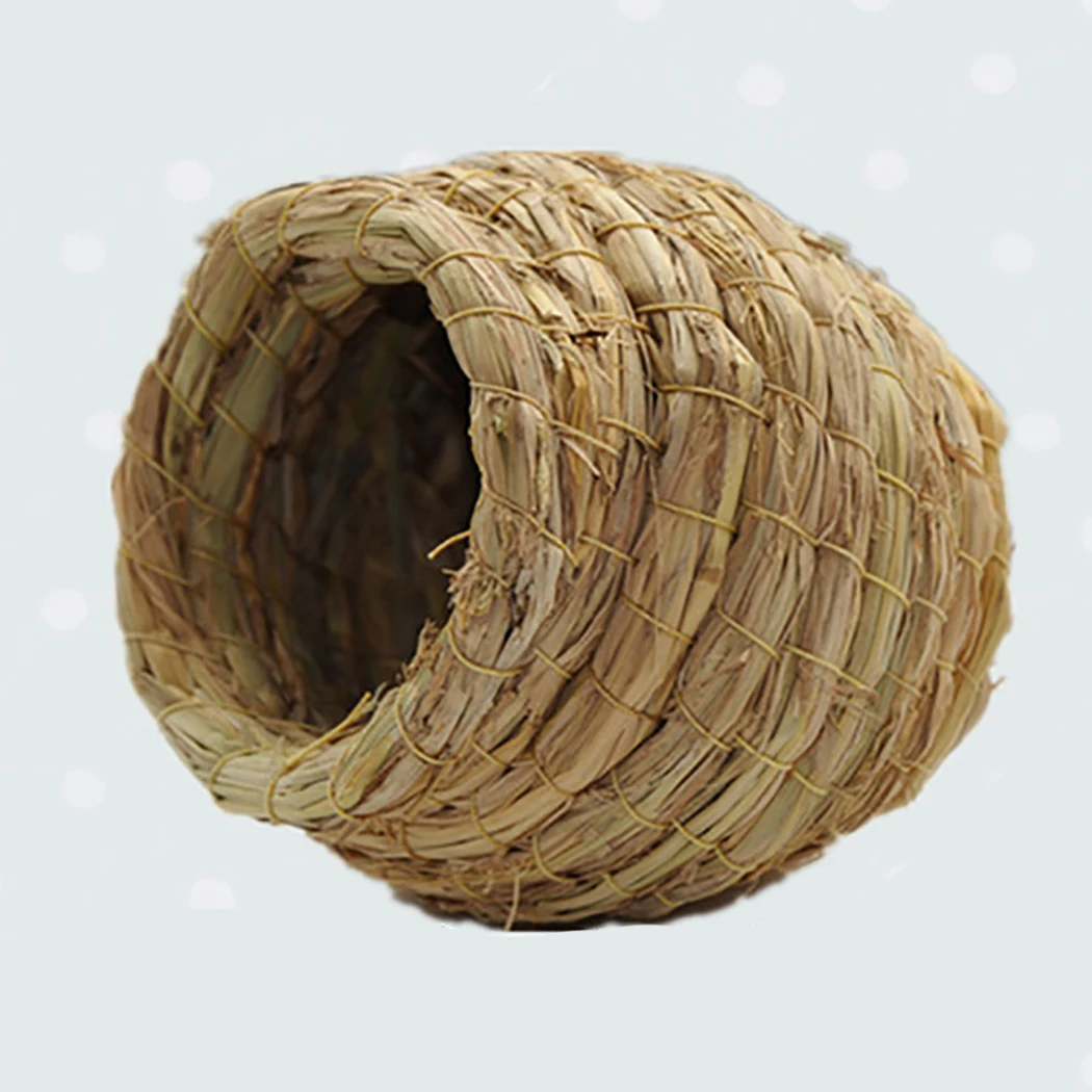 Parrot Straw Nest Gourd Windproof Grass Hut Handmade Bird for Cockatoo Pet Products Accessories | Дом и сад