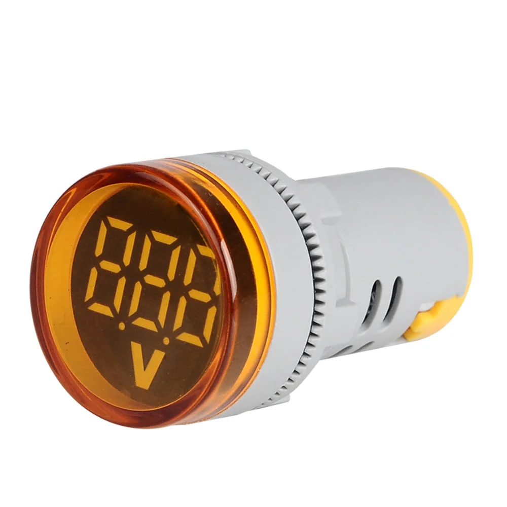 Yellow ST16V Мини вольтметр 220 В круглый светодиодный индикатор напряжения цифровой тестер напряжения сигнальная лампа индикатор переменного тока 60-500 В - Цвет: Yellow