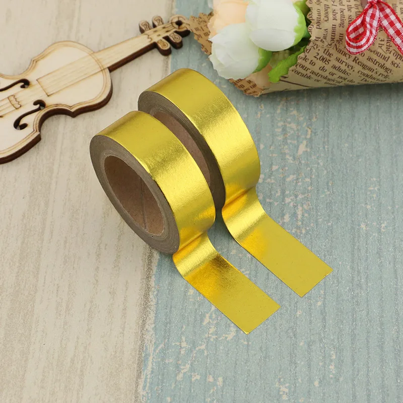 G148 1X 15mm*10m Gold Foil Washi Tape Silver/Gold/Bronze/Rose/Green/purple Color Japanese Kawaii DIYScrapbooking Tools Masking Tape - Цвет: G148