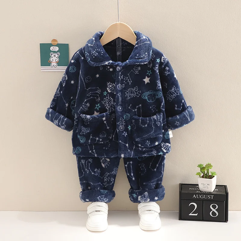 New Autumn Winter Baby Girls Clothes Children Sleepwear Fashion Cartoon Long Sleeve Top Pants Toddler Boys Costume Kids Pajamas