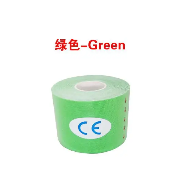 green 5 размер, длина 5 м, эластичная спортивная лента, кинезиологическая лента Атлетическая лента для тренажерного зала, тенниса, фитнеса, бега, колена, мышц, боли, спорта - Цвет: green