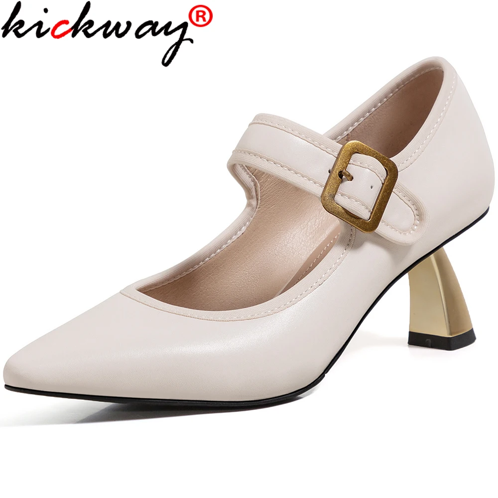 

Kickway/туфли-лодочки Mary Jane на не сужающемся книзу массивном каблуке для женщин; Туфли-лодочки на массивном каблуке с металлической пряжкой; Но...