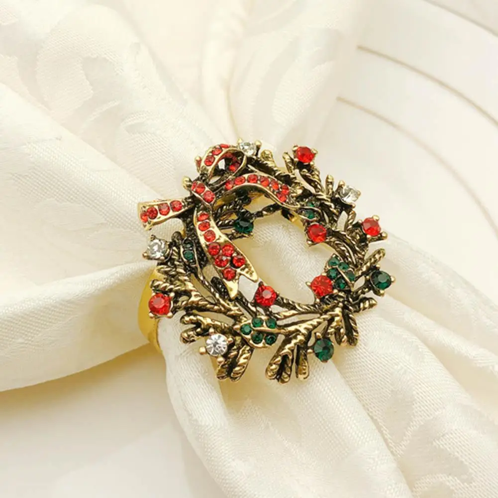 Рождественская салфетка с пряжкой стразы Золотая кольцо ткань товары для отеля