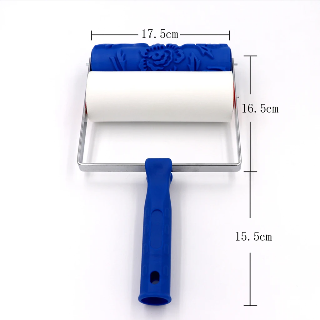 

7'' Embossed Paint Roller Brush Wall Paint Tool Detachable Tool w/ Sponge