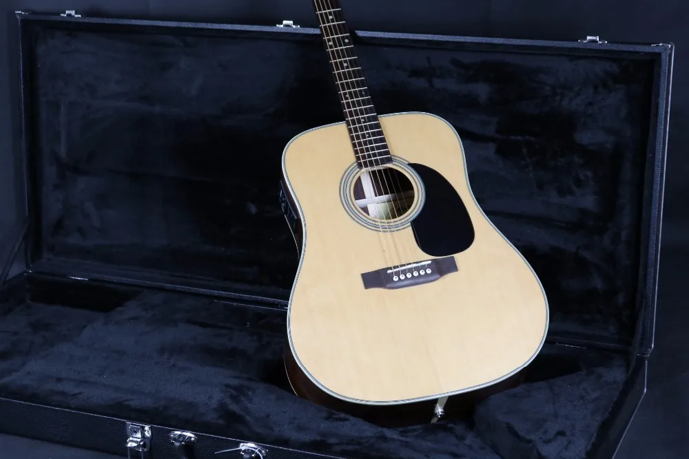 41 ''D стиль c-28 Акустическая Электрогитара Fishman EQ твердый топ гриф из красного дерева Гровер тюнер