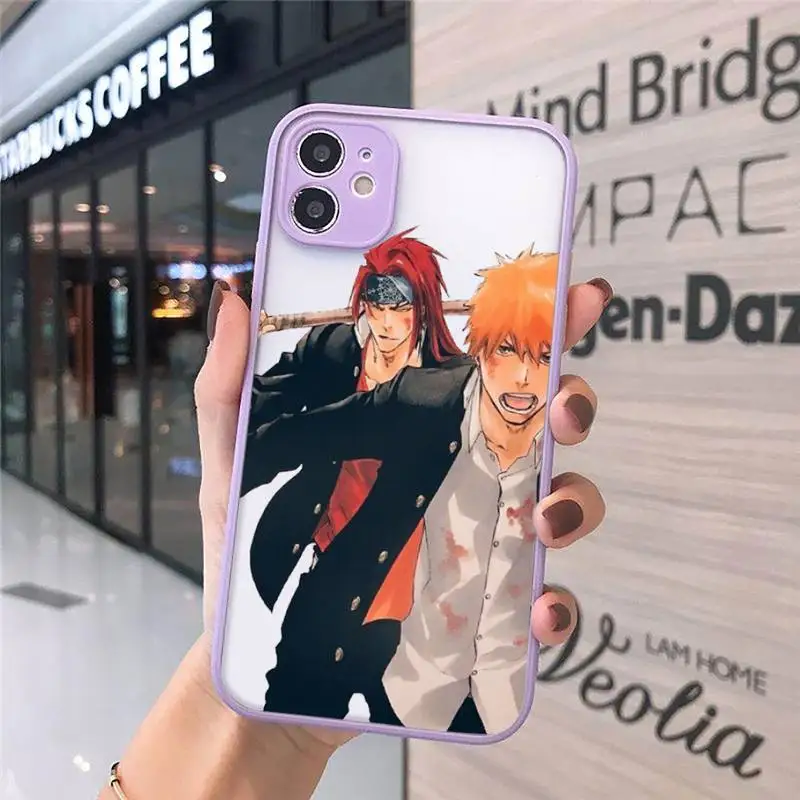 

Japanese anime Bleach Phone Cases Matte transparent For Purple iPhone 12 Mini 11 Pro XR XS Max 7 8 Plus X Back Cover