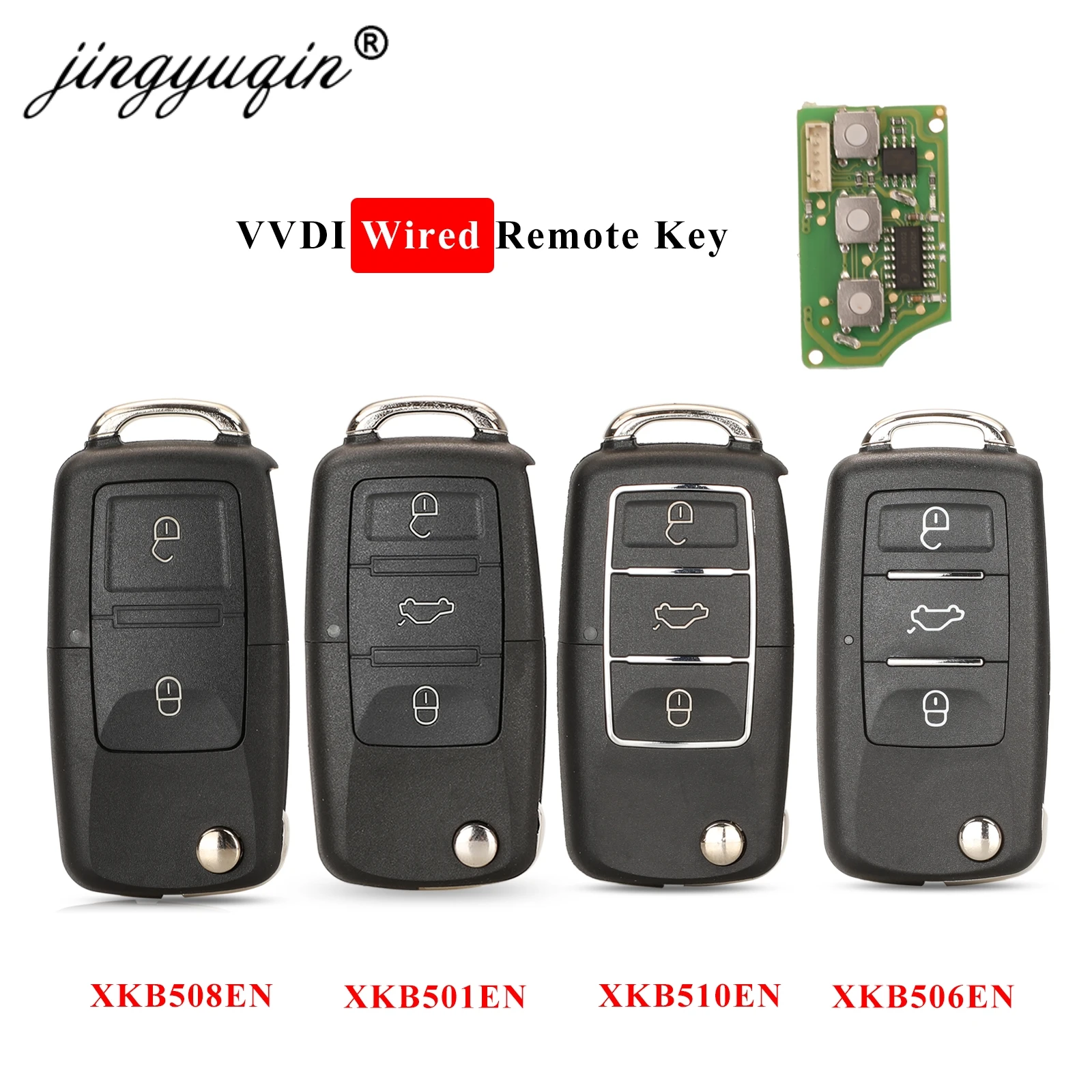jingyuqin Xhorse XKB501EN XKB508EN for V-W B5 Type 3 Buttons Wired Universal Remote Key X001-01 for VVDI Key Tool