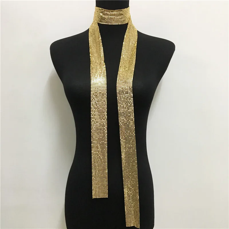 

Necktie Ladies Dance Accessories Sequins Trendy Shiny Rhinestone Bow Tie Women's Sequin Fashion Necklace Metal Splicing Collar