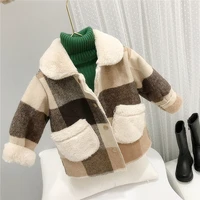 autumn winter girls fur coat fashion design long coat for girls kids outerwear lattice pattern warm winter jacket baby coat 1 6t