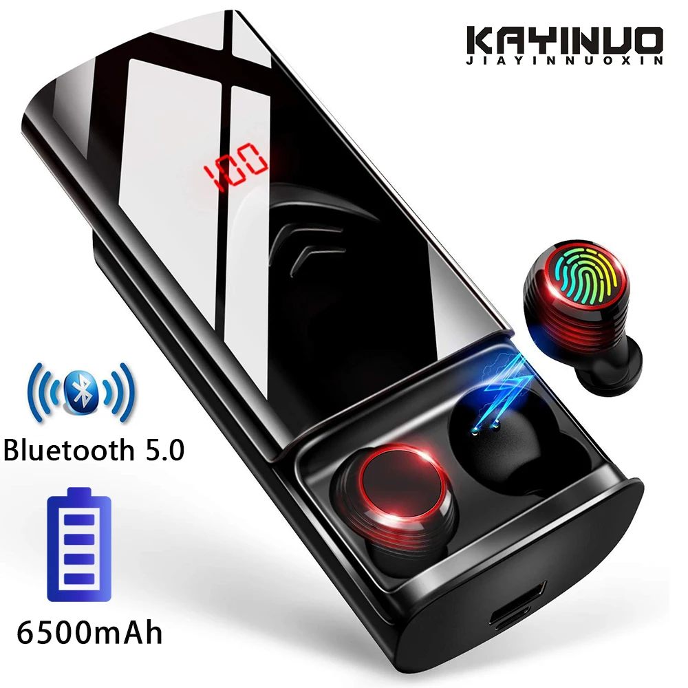 TWS True 5,0 Bluetooth наушники спортивные в уши беспроводные наушники IPX6 водонепроницаемые наушники для телефона с 6500 мАч зарядный чехол