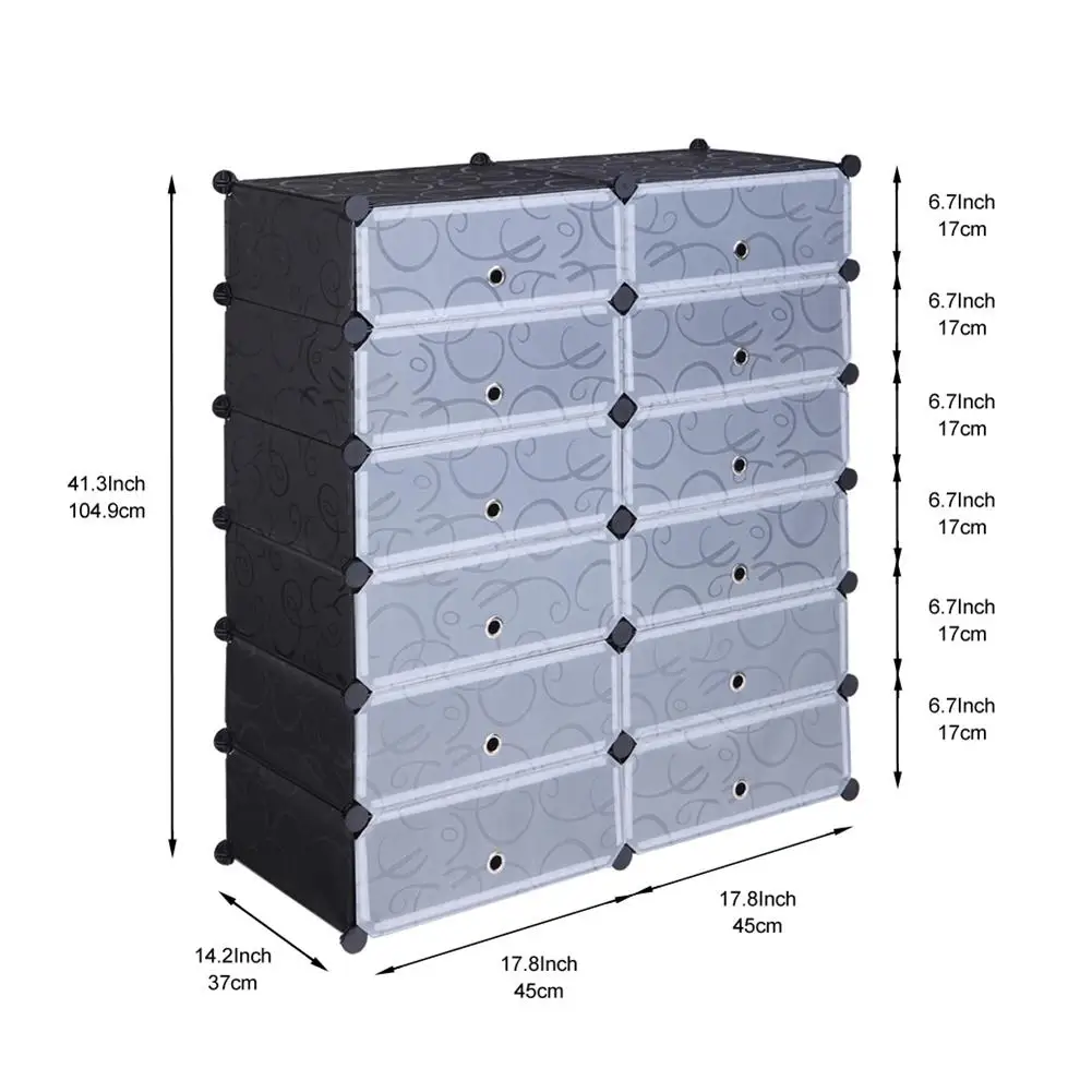 

Closet Organizer Plastic Cabinet 16 Cube Shelving Storage Drawer Unit DIY Bookcase Closet Cabinet with Doors for Clothes Shoes