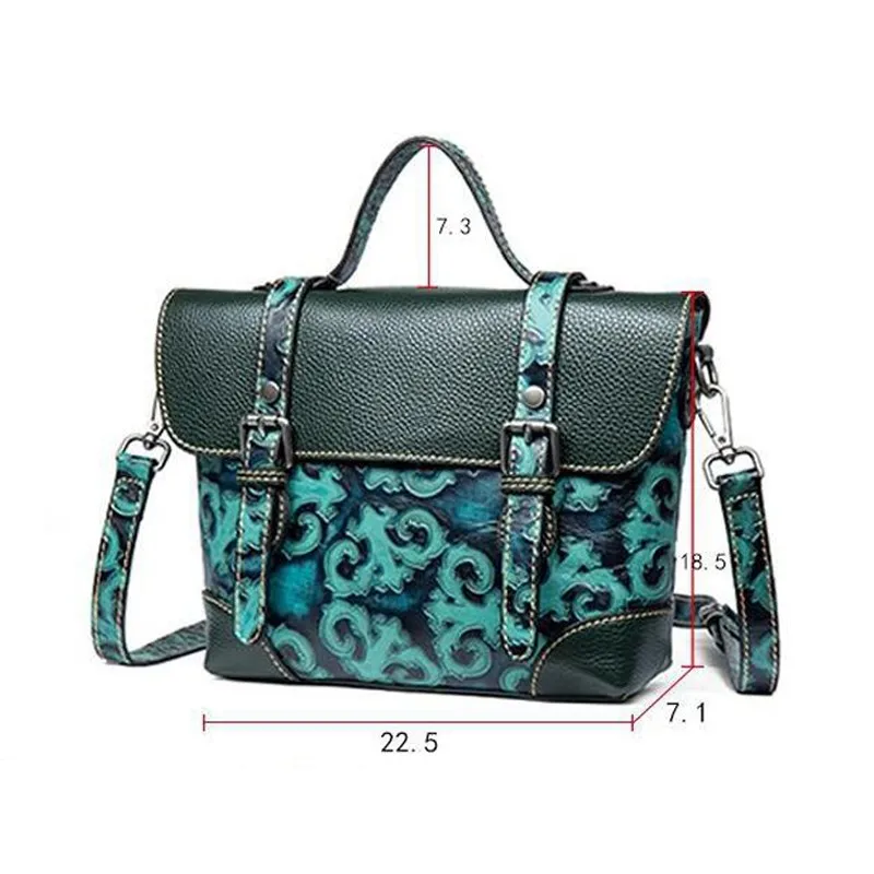 

Bestform Genuine Leather Women Messenger Bag 2021 New Vintage Embossing Cowhide Luxury Handbag Large Capacity Shoulder Bags