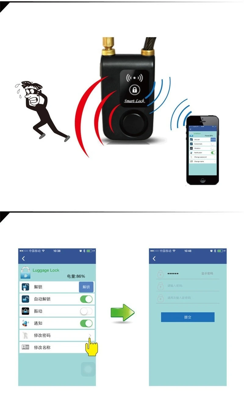 Супер умный телефон приложение управление Умный Будильник Bluetooth замок водонепроницаемый 110дб сигнализация велосипедный замок открытый Противоугонный замок