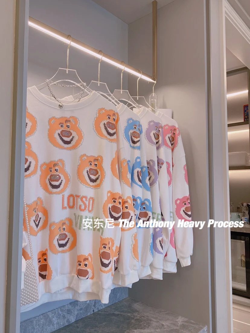 

Spring 2021 New Embroidery Sweatshirts Bear Style Fashion Loose Pullover Top Casual Hoodie Women's Clothing