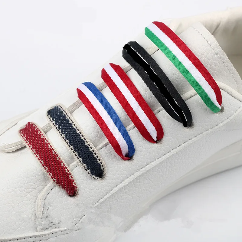 1 пара разноцветных полосатых шнурков с принтом плоские шнурки из полиэстера для