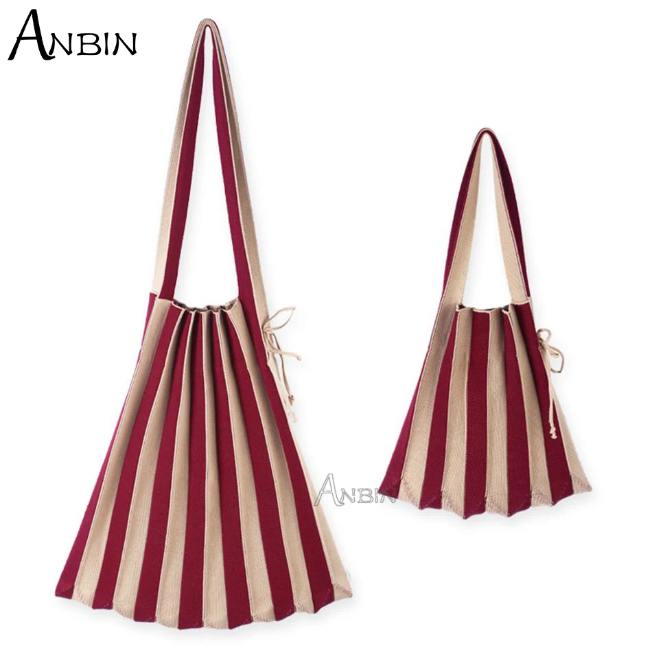 

Женская плиссированная вязаная сумка через плечо со вставками, Хорошо продуманная сумка для покупок для женщин, простые женские модные шик...