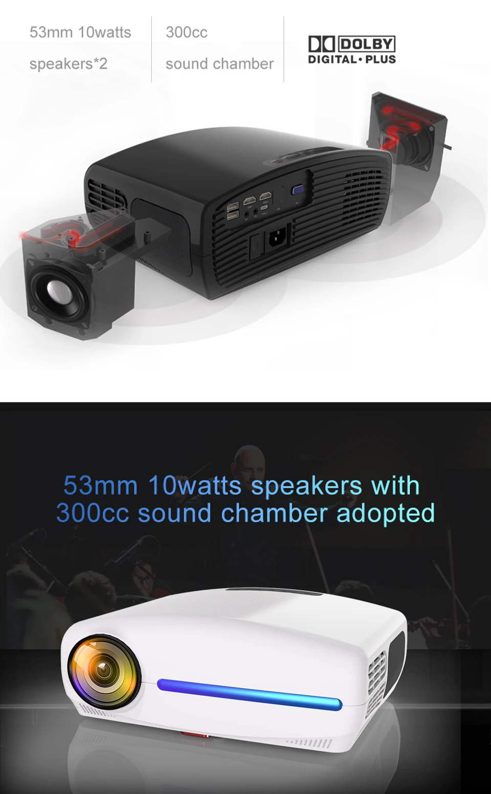 WZATCO C2 1920*1080P Full HD 45 градусов Цифровой keystone светодиодный проектор android 9,0 Wifi дополнительный портативный домашний проектор