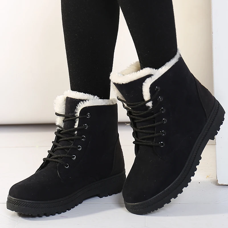 Женские ботинки на меху Теплые ботильоны шнуровке зимняя обувь 2019 | Обувь