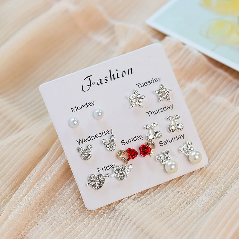 Серьги гвоздики для женщин в виде листа геометрической формы сердце фрукты