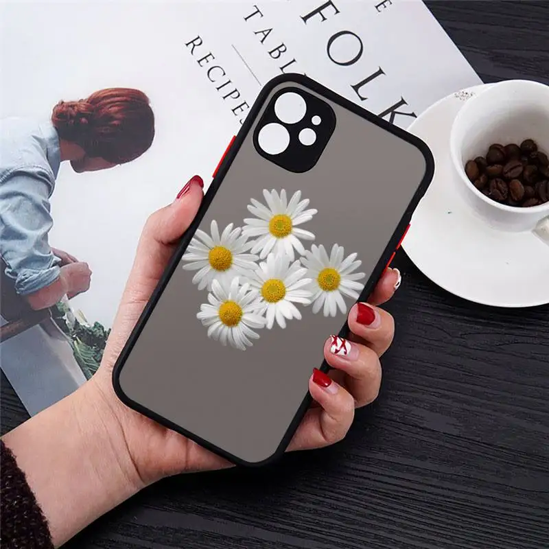 

Flower daisy Phone Case For iPhone 12 11 Mini Pro XR XS Max 7 8 Plus X Matte transparent Back Cover