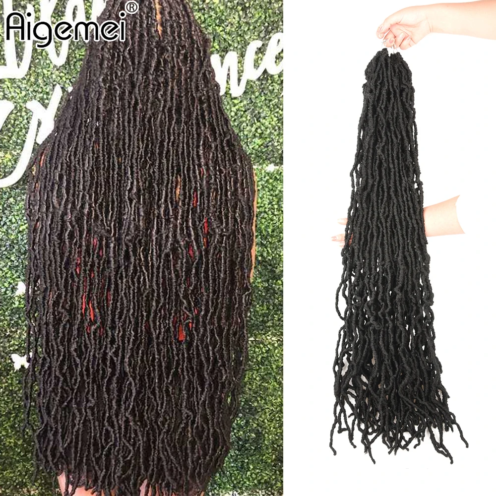 Aigemei  Nu Loc Crochet Braid Hair 36 24 18 Inch Soft Goddess Faux Locks Synthetic Dread Locks Extensions For Black Women