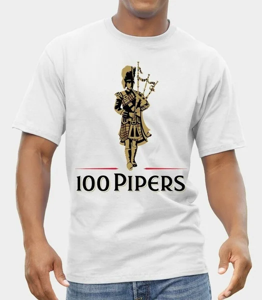 

100 Pipers виски напитки футболка Для мужчин рубашка белая/серая S-XXL