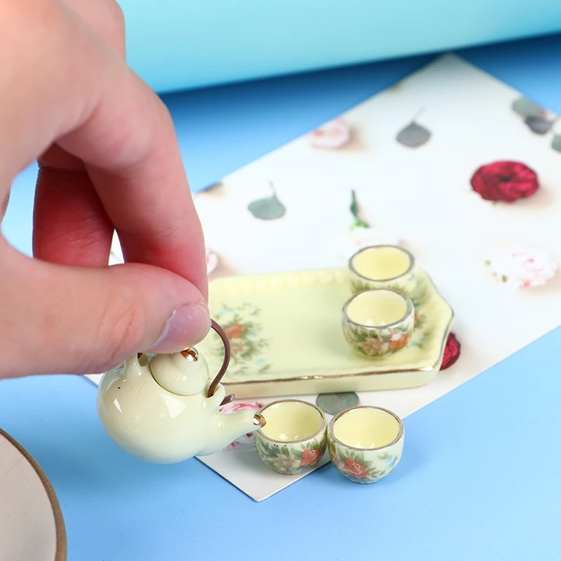 

1:12 Dollhouse Miniature Tea Cups Dining Ware Porcelain Set Dish Cup Kitchen Dollhouse Furniture Toys For Children Pretend Toys