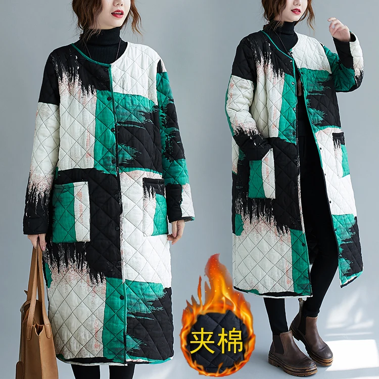 

Round neck plus size fashion padded jacket lightweight quilted padded jacketcasaco feminino casual clothes for women