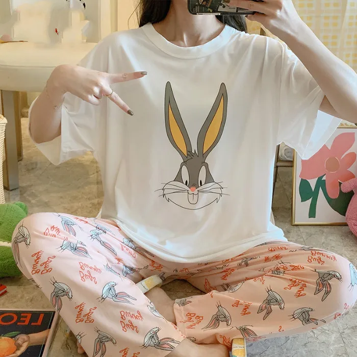 

New Pajamas Set Leisure Wear Women Pyjamas Women Sleepwear Night Suit Home Wear Women Spring Summer Cartoon Cotton Nightwear