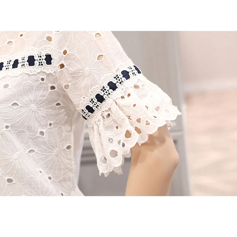 Женские топы и блузки модные женские с коротким рукавом 2021 Женская ажурная