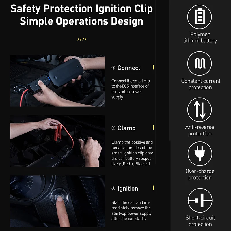 

Baseus Car Jump Starter Starting Device Battery Power Bank 800A Jumpstarter Auto Buster Emergency Booster Car Charger Jump Start