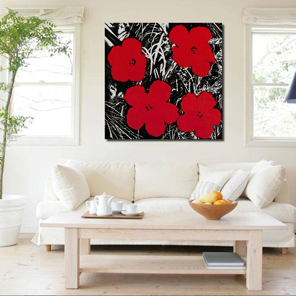 JQHYART маленькие красные цветы домашний декор холст современные картины на холсте