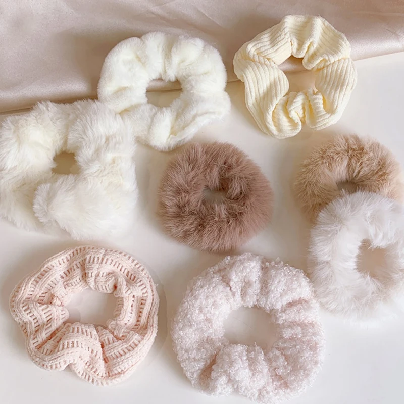 

Бесплатная осенне-зимняя плюшевая резинка женские аксессуары для волос мягкая однотонная большая резинка для волос аксессуары для волос