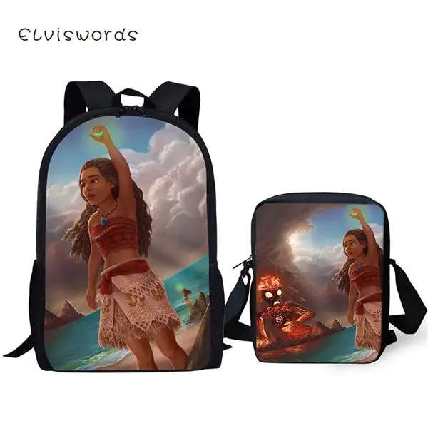 CDWX2754CE ELVISWORDS модный детский школьный рюкзак Моана принцесса шаблон книга сумки мультфильм Vaiana Искусство девушки принты женский рюкзак для путешествий - Цвет: CDWX2754CE