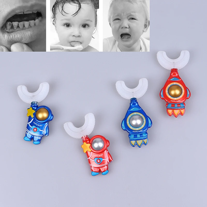 

U-shaped Children's Toothbrush Baby Silicone Teeth Tooth Brush Astronaut Rocket 2-12 Years Old Kids Toothbrushes Oral Care