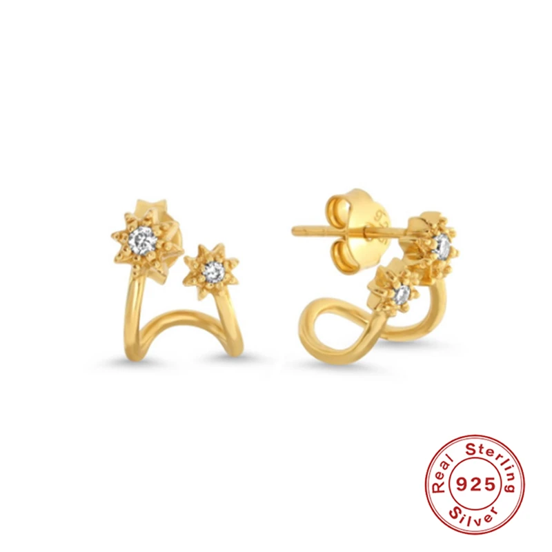 GS новые INS Стиль серьги-гвоздики Белый CZ кубический циркон 100% 925 стерлингового