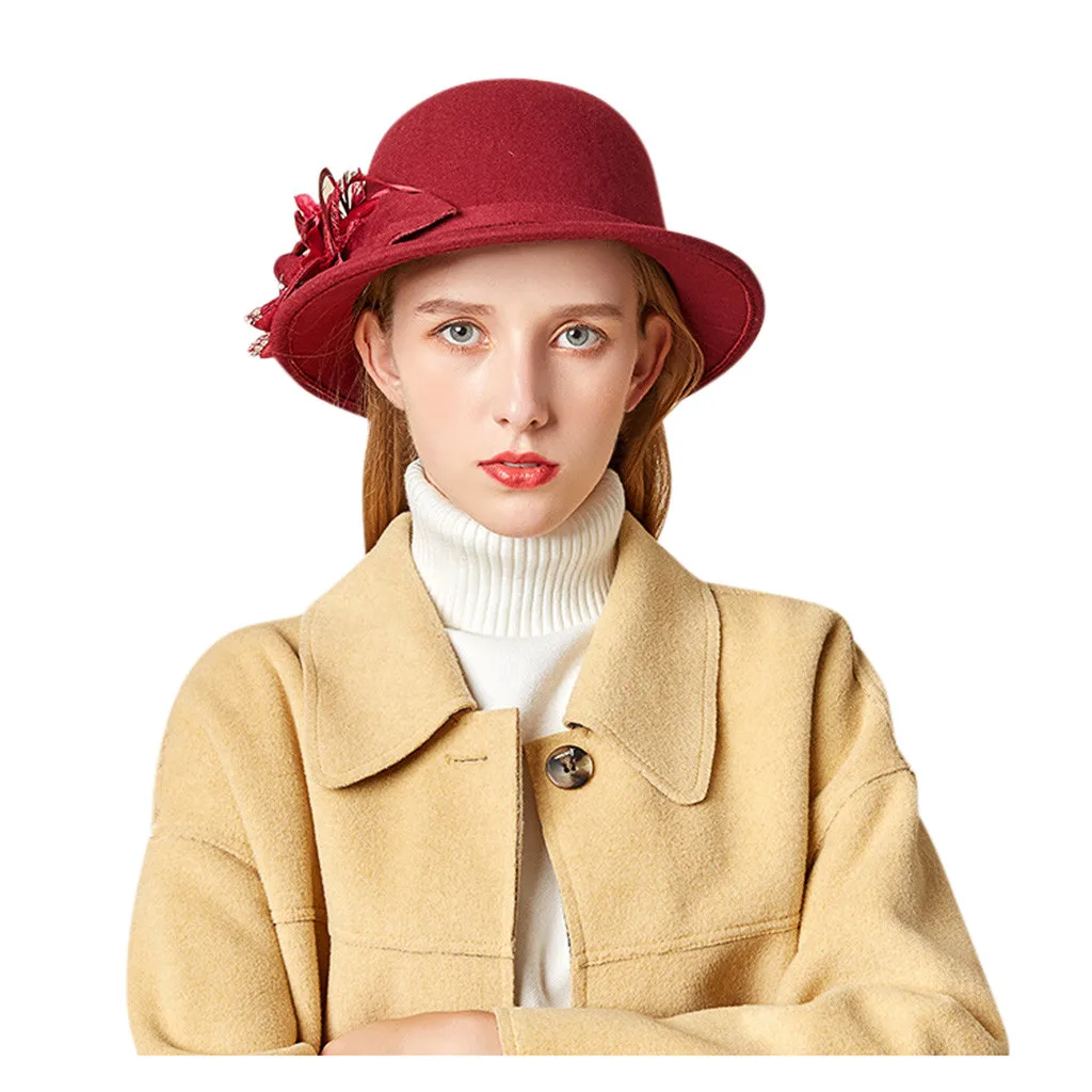 Шляпа в стиле ретро 19Nov07 женская элегантная фетровая Панама с изображением диких