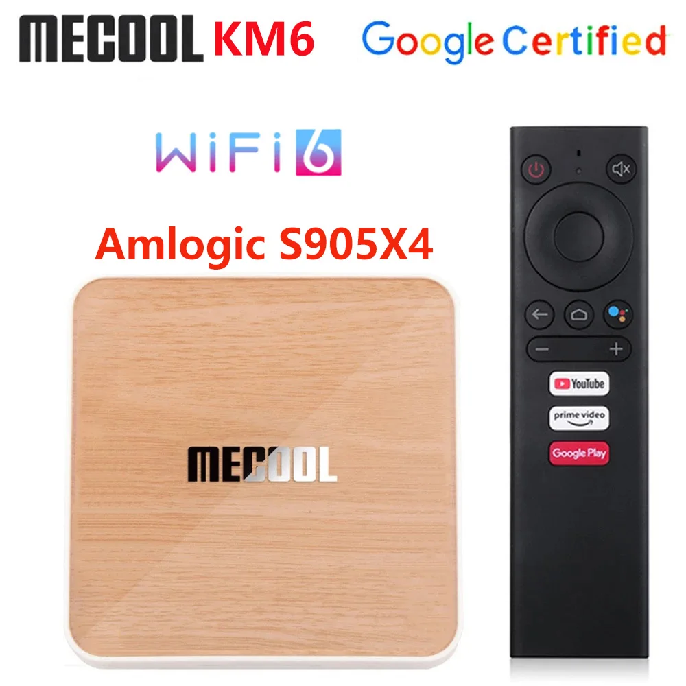 ТВ-приставка Mecool KM6 Deluxe Edtion Wi-Fi 6 сертификат Google на базе Android 10 0 4 ГБ 64 Amlogic S905X4 1000M LAN